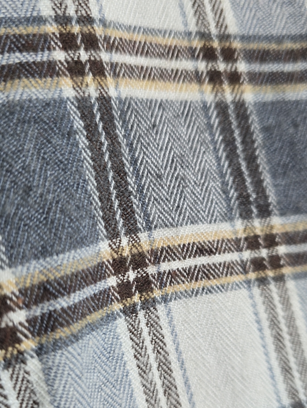 Hesperus Gray Brown Plais Long Sleeve Crossover Buttondown Country Granola Boho - Picture 3 of 8